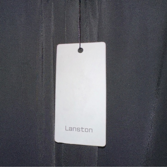 Revolve Lanston Dress Womens Small Black Ruched Mock Neck Front Slit Maxi - Picture 5 of 12